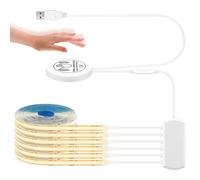 HOTUT Lot de 6 Rubans LED COB 1 m - Blanc Chaud 5 V - Montage en parallèle - Dimmable par variateur tactile et balayage - Découpable - Idéal pour armoire, vitrine, panneau acoustique