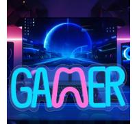HOTUT Panneau Neon, Néon LED Lampe Enseignes Lumineuses Gamepad Neon, Lumineuse Neon Alimentée par USB Décoration Murale pour Salle de Jeu, Chambre,Bar Décoration, Cadeaux pour Gamer