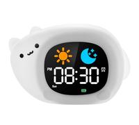 HOTUT Reveil Enfant, Reveil Enfant Educatif, Réveil d'apprentissage Au Sommeil, avec Affichage de La Lune et du Soleil, avec Veilleuse RGB Couleurs, pour 2-10 Ans Fille Garçon-Chat