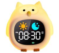 HOTUT Reveil Enfant, Reveil Enfant Educatif, Réveil d'apprentissage Au Sommeil, avec Affichage de La Lune et du Soleil, avec Veilleuse RGB Couleurs, pour 2-10 Ans Fille Garçon-Hibou