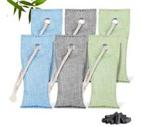 HOTUT Sac Désodorisant en Bambou Naturel, Lot de 6 Purifiants d'air en Charbon de Bambou, Filtre à Charbon Actif, Sac de Purification Pour Armoire, Chaussures, Salle De Bain, Cave, Voiture