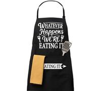 HOTUT Tablier Cuisine Homme Humour, Réglable Tabliers Etanche, Longues Lanières, Cadeau pour Papa Papi à Barbecue, Anniversaire, Noël & Fête des Pères