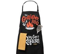 HOTUT Tablier Cuisine Homme Humour, Réglable Tabliers Etanche, Longues Lanières, Cadeau pour Papa Papi à Barbecue, Anniversaire, Noël & Fête des Pères