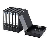 Hotyin Lot de 6 Boîtes de Classement A4, Pliable, Dos de 50 mm, Noir | Boîte à Archive avec Couvercle, Fermeture Magnétique et Clip, Boîtes de Rangement pour Bureau