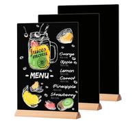 Hotyin Tableau Noir A5, 3 Pièces Mini Tableaux Noirs avec Supports en Bois, Double Face Ardoise Craie Signes, Étiquettes de Prix en acrylique pour Menus Mariage Bar Café