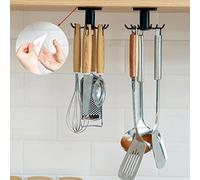 Houdao Lot de 2 supports rotatifs à 360° pour ustensiles de cuisine autocollants sans perçage pour la maison et la cuisine (noir)