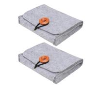HOUDERCO 2pièces Sac de Rangement Multi-usages pour Huiles Essentielles Bouteilles Pochette Voyage Feutre Non-tissé Grise Léger pour Transport Sécurisé