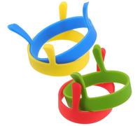 HOUDERCO Anneaux à Œufs Flexibles en Silicone 8 Pièces Double Poignée Ronds Antiadhésive, Moules à Omelette au Petit-déjeuner pour Cuisson Pratique en Famille