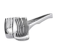 HOUDERCO Coupe-fruits Manuel en Alliage D'aluminium Argenté, Trancheuse Compacte et Facile à Transporter pour Tomates et Oignons Cuisine Extérieur