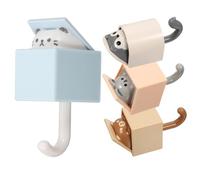 HOUDERCO Crochets Muraux Adhésifs Gain de Place Lot de 4 en ABS Forme Animaux Mignons Support pour Écharpes et Vêtements Cuisine et Bureau