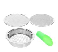 HOUDERCO Ensemble de Tamis à Terre pour Bonsaï en Acier Inoxydable | Double Couche, 3 Mailles 1/3/5mm, Pelle et Louche en Aluminium, Argenté