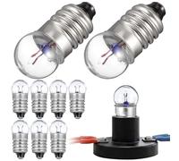 HOUDERCO Lot de 10 Ampoules Miniatures à Vis E10 2,5 V 0,3 A en Verre Solide, pour Expériences Électriques Scolaires et Lampes de Poche, Éclairage Stable et Compatible Usage Éducatif