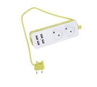 HOUDERCO Multiprise 4 Ports USB et 4 Prises Secteur, Chargeur Prise USB C Fiable en Abs, 1200w, Adaptée pour Restaurant et Bureau, Câble Tressé Léger