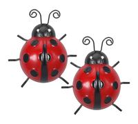 HOUDERCO Ornement Mural de Jardin en Métal Crochet en Fer, à Suspendre Décorative 2pcs à Bon Dieu Rouge pour Chambre D'garçon et Filles ou Fenêtre
