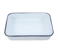HOUDERCO Plat à Rôtir Rectangulaire Multi-fonctionnel et Résistant en Émail Blanc Vintage pour Rassemblements Familiaux et Extérieurs pour Rassemblements Familiaux et Extérieurs