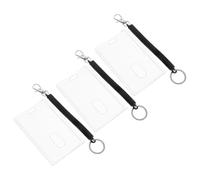 HOUDERCO Porte-cartes Plastique Acrylique Transparent avec Bracelet Spiralé Élastique et Porte-clés, 3 Ensembles Pratiques pour Badges D'identification en Milieu Professionnel et Activités
