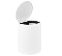 HOUDERCO Poubelle Domestique à Poussoir Ronde en Plastique, Style Nordique | Double Paroi, Fond Antidérapant, Couvercle Fermé, Cuisine, Chambre, Salon et Papier