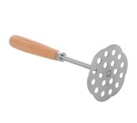 HOUDERCO Presse-purée Multifonction avec Poignée en Bois en Acier Inoxydable Facile à Nettoyer, pour Préparer Purée D'avocat et Ail Cuisine et Alimentation Bébé