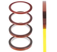 HOUDERCO Ruban Adhésif Haute Température Pack de 5 Rouleaux de 3 en Polyimide 3mm à 12mm, Isolation, Résistance Thermique Jusqu'à 260℃ pour Presse Thermique