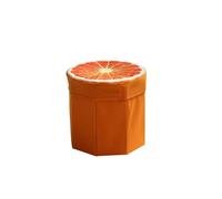 HOUDERCO Tabouret de Rangement pour Fruits en Tissu Orange, Pouf Pliable Capacité de Charge, Petit Siège Décoratif pour Salon et Rangement Pratique