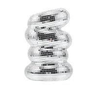 HOUDERCO Vase Miroir Spirale Disco en Métal Robuste, Accessoire Déco pour Table de Fête et Intérieur, Vase Sculptural Ondulé pour Fleurs Artificielles ou Herbes Pampa