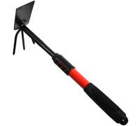 Houe à Main à Double Tête en Acier Manche Long pour Jardinage | Pvc et Acier, Formes Plate et Griffe, Usage Polyvalent en Espaces Réduits, pour Planter et Bêcher