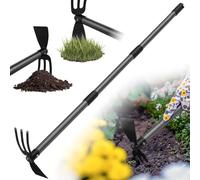 Houe de Jardin avec 2 Griffes, Largeur 78cm, Serfouette Binette Trident de Jardin pour Labourer et Désherber Le Sol, Cultivateur de Jardinage Manuel… (140cm)