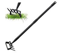 Houe de Jardin avec Râteau, Serfouette Binette Trident de Jardin pour Labourer et Désherber Le Sol, Cultivateur de Jardinage Manuel, Largeur 183cm Réglable