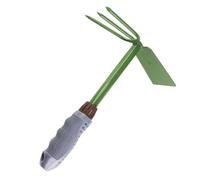 Houe de Jardin Double Usage, Outil à Main en Fer Vert, Polyvalente | Tête à 3 Dents pour Désherbage, Manches PVC Ergonomique, Tête Traitée à Chaud, Usage Maison