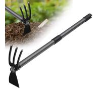 Houe de jardin Houe de Jardin 76cm 2-en-1 Binette Trident Poignée réglable Multifonctionnelle