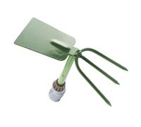 Houe Double à Main Épaisse, Outil de Jardinage Vert, Fer PVC | Design Ergonomique, Tête à Trois Dents Longue, Côtés Doubles, Résistante à Rouille, pour Maison et Jardin