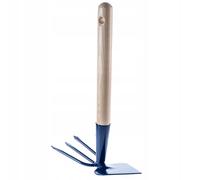 Houe KADAX en métal, houe de jardin avec manche en bois, 3 dents