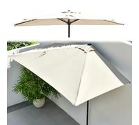 HOUKOIKBUG Demi Parasol De Balcon 200x100cm Parasol Mural De Jardin Extérieur avec Couverture Imperméable Et 5 Ribs, Protection UV pour Grande Arrière-Cour Porche(Beige,200x100cm/6.5x3ft)