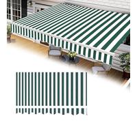 HOUKOIKBUG Toile De Rechange pour Store Banne Et Auvent De Terrasse 3.6x3m Tissu Polyester Anti-UV Et Imperméable avec Volants, pour Balcon Jardin(Green-White,12x10ft/3.6x3m)