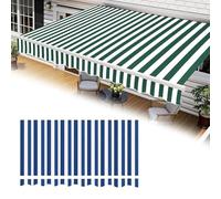 HOUKOIKBUG Toile De Rechange pour Store Banne Et Auvent De Terrasse 3.6x3m Tissu Polyester Anti-UV Et Imperméable avec Volants, pour Balcon Jardin(Blue-White,12x10ft/3.6x3m)