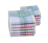 HOULIFE Femme Mouchoirs Tissu en Pur Coton Peigné Motif Rayures Carreaux Classique pour Usage Quotidien Lot de 6/12 Pièces 28x28cm Cadeau de Noël