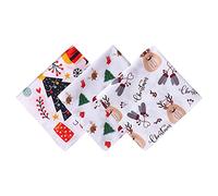 HOULIFE Mouchoir de Noël années 60 en coton motif Père Noël élan sapin chaussettes bonhomme en pain d'épices coffret cadeau pour femmes hommes et enfants