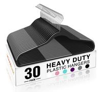HOUSE DAY Lot de 30 cintres en plastique robuste antidérapants avec coussinets en caoutchouc et crochet à 360° - Cintres fins de 0,5 cm pour économiser de l'espace - Organiseur de placard pour