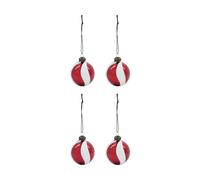 House Doctor Boule de Noël Twister Ø6 cm lot de 4 Blanc-rouge