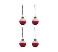 House Doctor Boules de Noël Stripe Ø8 cm. lot de 4 Rose-rouge