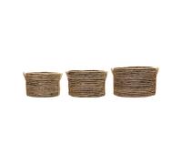 House Doctor Panier de rangement Dungi bas. lot de 3 Noir-naturel