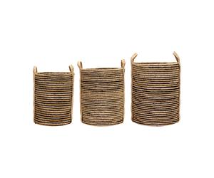 House Doctor Paniers de rangement Dungi. lot de 3 Noir-naturel