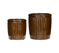 House Doctor Pot Groove 2 pièces small Marron