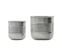 House Doctor Pot Groove aluminium ovale. 2 pièces Argent antique