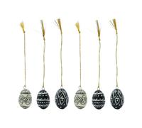 House Doctor Œuf de Pâques Deco 3 cm 6 pièces Black-offwhite
