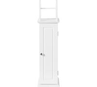 House & Homestyle Coughton White Holder, Free Bathroom Loo Roll/Toilet Brush Slimline Unit Storage Solution, 2 Layered Stand mit Cabinet Wood Finish,