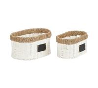 Household Essentials Lot de 2 paniers ovales tissés avec Bordure Naturelle et jonc de mer