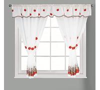 Householdfurnishing Paire de rideaux brodés pour fenêtre de cuisine avec passe-tringle et embrasses (Wndsr Rouge et blanc, 121,9 x 91,4 cm)