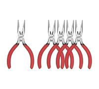 HOUSERAN Mini Pince à Bec Long, 127 mm, Lot de 5 Paquets | Pince Plate à Bout Rond et Pince Électronique à Bec Effilé, Ensemble Complet pour Fabrication de Bijoux