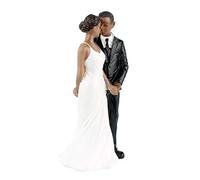 HouseVibe Décoration de gâteau de mariage - Figurine de couple en résine noire - Marié - Poupée de mariée - Décoration de gâteau pour anniversaire de mariage